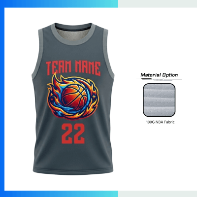 Custom Basketball Jersey – 180G NBA Style Jacquard Sublimation Round Neck