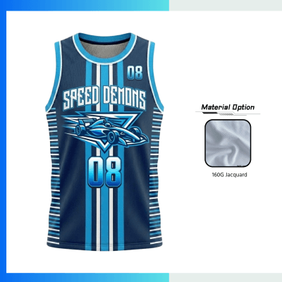 Custom Basketball Jersey – 160G Jacquard Sublimation Round Neck