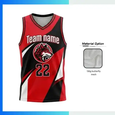 Custom Basketball Jersey V-Neck with 130G Butterfly Mesh