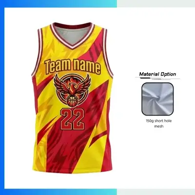 Custom Basketball Jersey V-Neck with 150G Short Hole Mesh