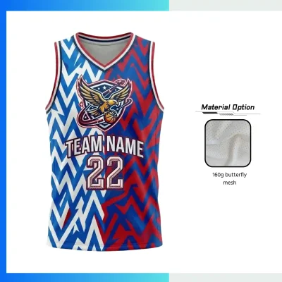 Custom Basketball Jersey V-Neck with 160G Butterfly Mesh