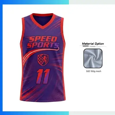 Custom Basketball Jersey with V-Neck & Contrast Side Panels with 50D 100G Mesh