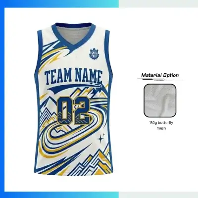 Custom Basketball Jersey V-Neck with Side Panels with 130G Butterfly Mesh