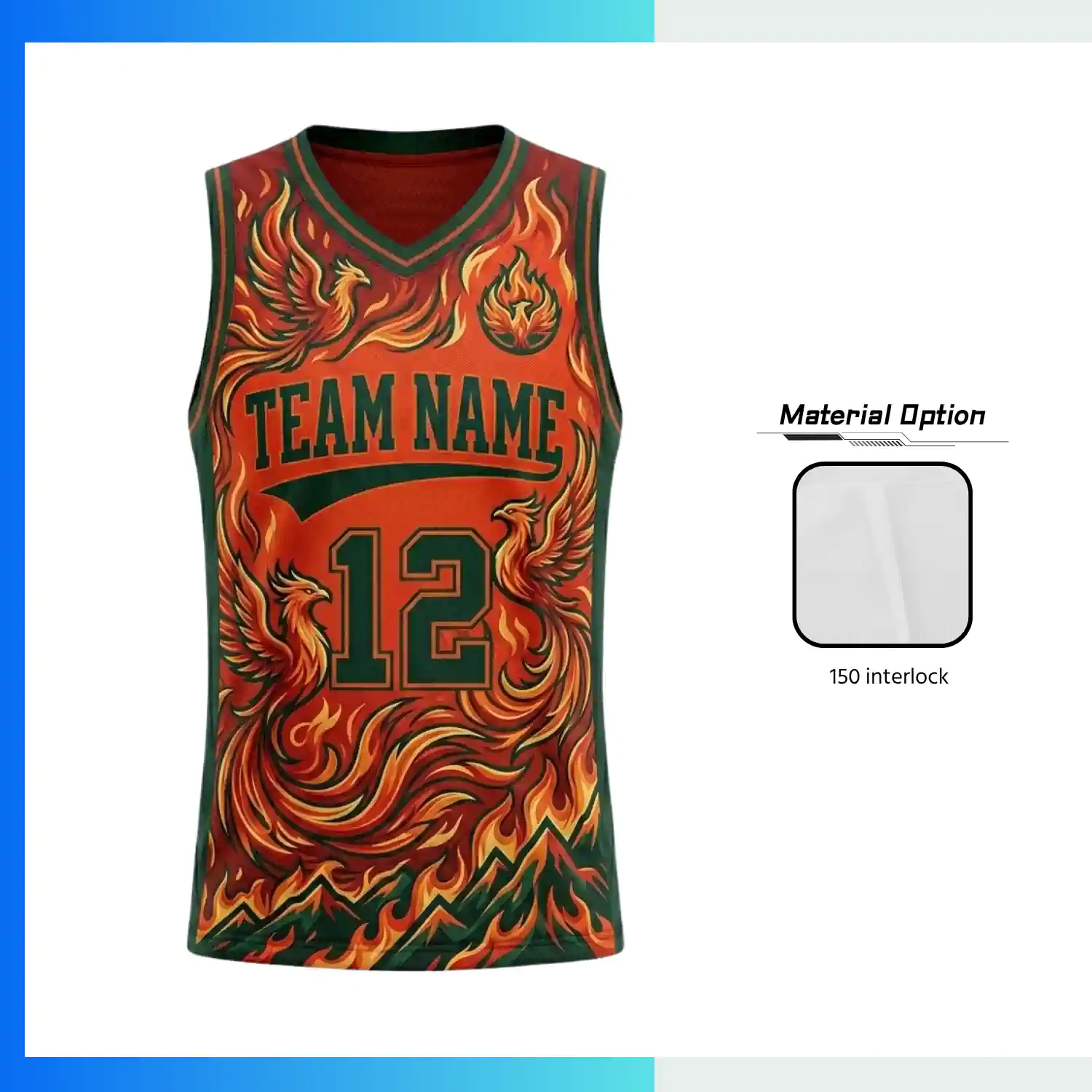 Custom Basketball Jersey V-Neck with Side Panels with 150G Pro Interlock