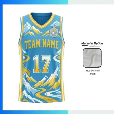 Custom Basketball Jersey V-Neck with Side Panels with 160G Butterfly Mesh