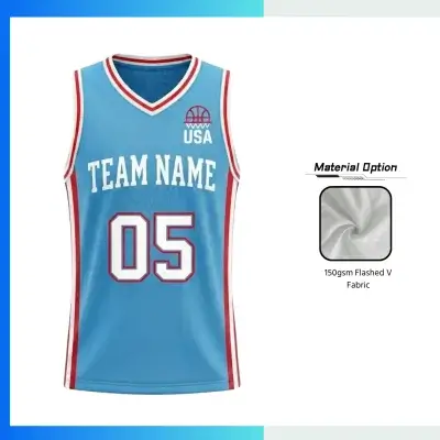 Custom Elite Basketball Jersey V-Neck with Side Panels with 150G Flashed V Fabric