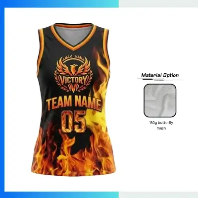 Custom Women’s V-Neck Basketball Jersey with 130G Butterfly Mesh