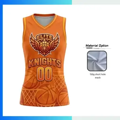 Custom Women’s V-Neck Basketball Jersey with 150G Short Hole Mesh