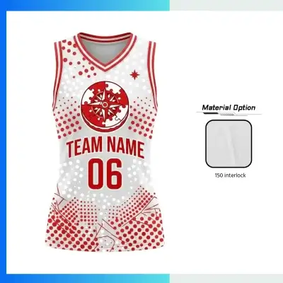 Custom Women’s V-Neck Basketball Jersey with 150G Pro Interlock