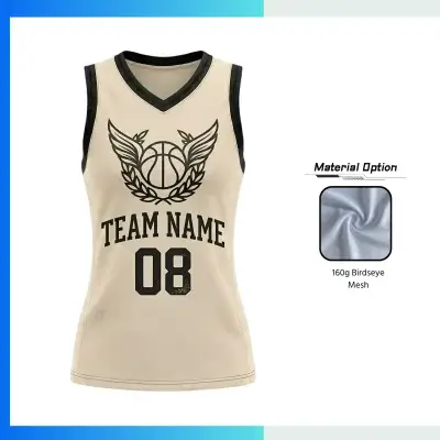 Custom Women’s V-Neck Basketball Jersey with 50D 100g Mesh
