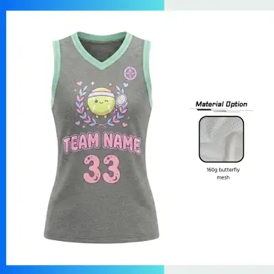 Custom Women’s V-Neck Basketball Jersey with Side Panels with 160G Butterfly Mesh