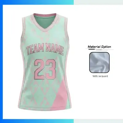 Custom Women’s V-Neck Basketball Jersey with 160G Jacquard Fabric