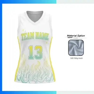 Custom Women’s Basketball Jersey V-Neck with Side Panels with 50D 100g Mesh