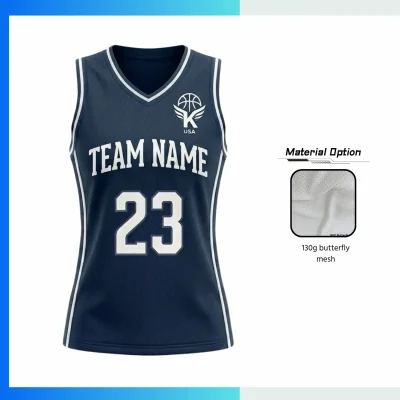 Custom Women’s Basketball Jersey V-Neck with Side Panels with 130G Butterfly Mesh