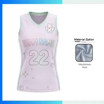 Custom Elite Women’s Basketball Jersey V-Neck with Side Panels with 160G Performance Mesh
