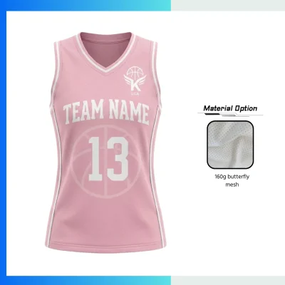 Custom Women’s Basketball Jersey V-Neck with Side Panels with 160G Butterfly Mesh
