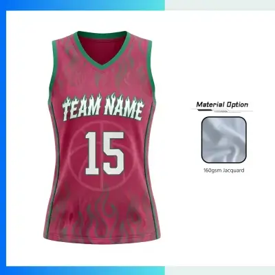 Custom Women’s Basketball Jersey V-Neck with Side Panels with 160G Jacquard Fabric