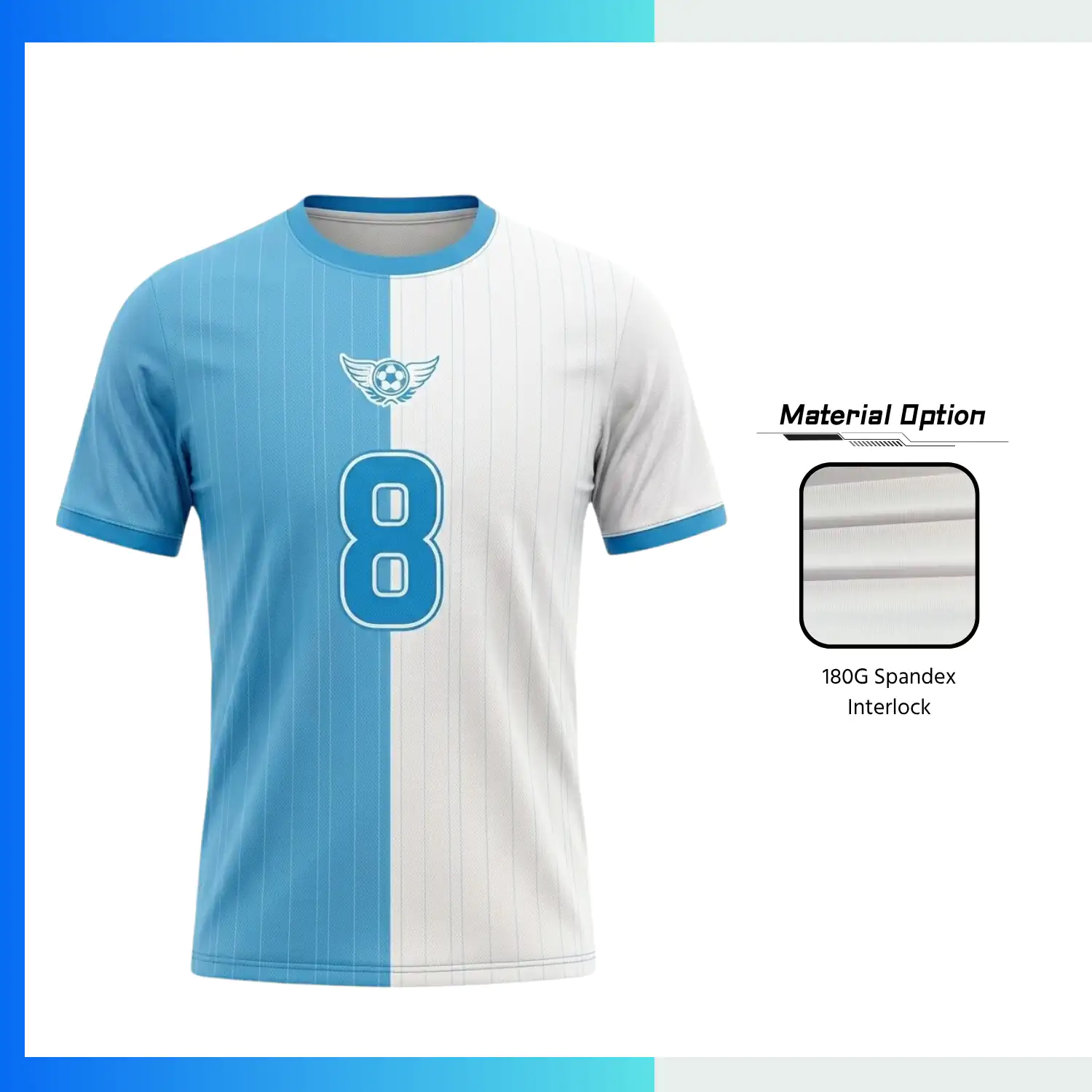 Custom Men's & Youth Soccer Jerseys with180G Spandex Interlock - Round Neck