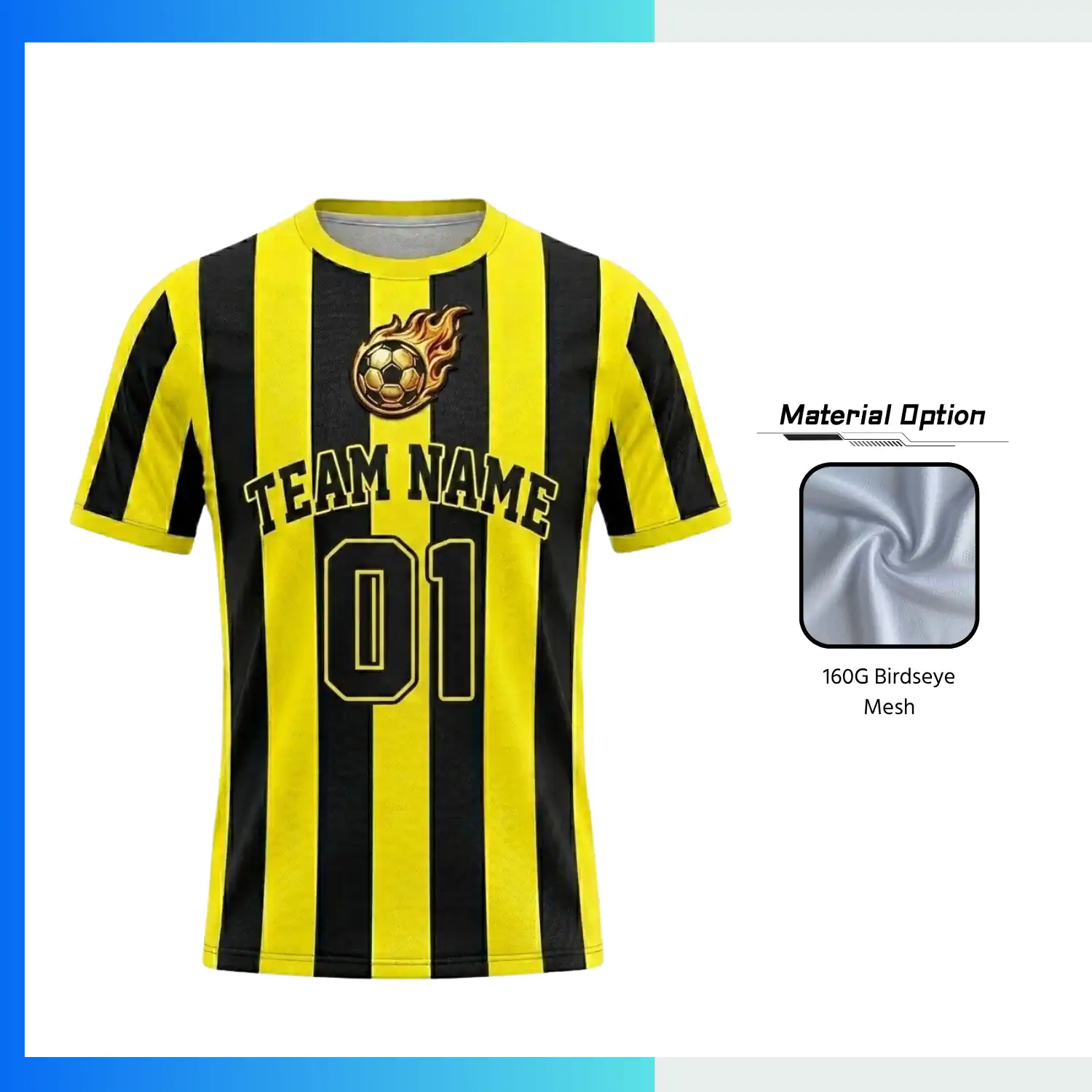 Custom Men’s & Youth Soccer Jerseyswith 160G Birdseye Mesh - Round Neck
