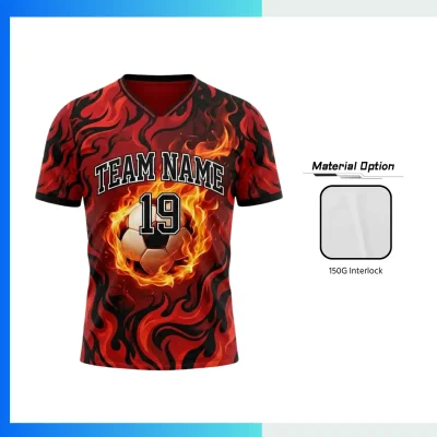 Custom Flat V-Neck Soccer Jersey – 150G Interlock Team Kit | Full Sublimation Uniform