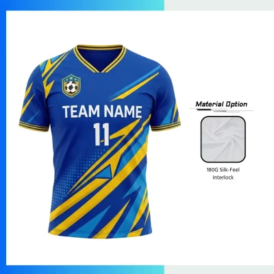 Premium Silk-Feel Soccer Jersey with 180G Interlock Flat V-Neck Custom Team Kit | Full Sublimation