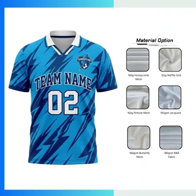 VIP Performance Mesh Soccer Jersey – 165G Custom Sublimation Lapel V-Neck Team Uniform