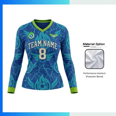 Women’s Long Sleeve V-Neck Soccer Jersey – Custom Sublimation Contoured Teamwear