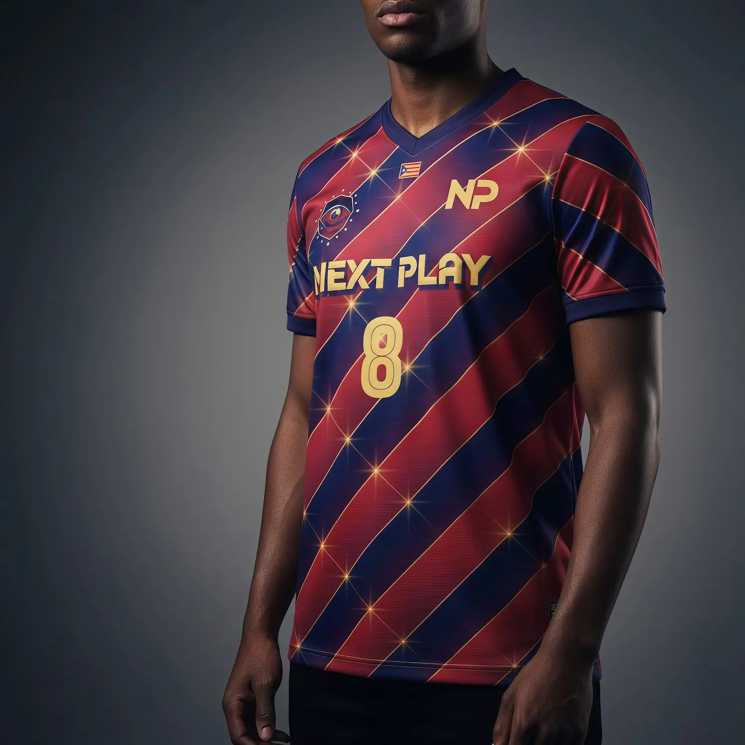 V-neck birdseye mesh soccer jersey with breathable fabric for hot climates