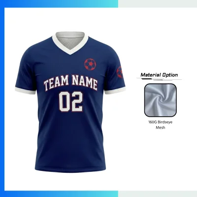 Custom V-Neck Mesh Soccer Jersey with 160G Birdseye Breathable Team Jersey for Hot Weather Performance