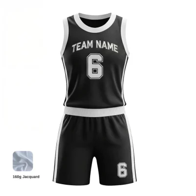 Women's-specific 160G Jacquard basketball uniform kit with a distinctive woven texture and a contoured, tailored fit.