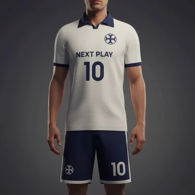 Soccer team wearing complete mesh uniform sets with flat lapel neck jerseys and matching breathable shorts