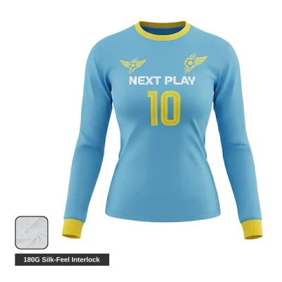 Elite soccer team wearing luxury long sleeve silk-feel jerseys during professional match