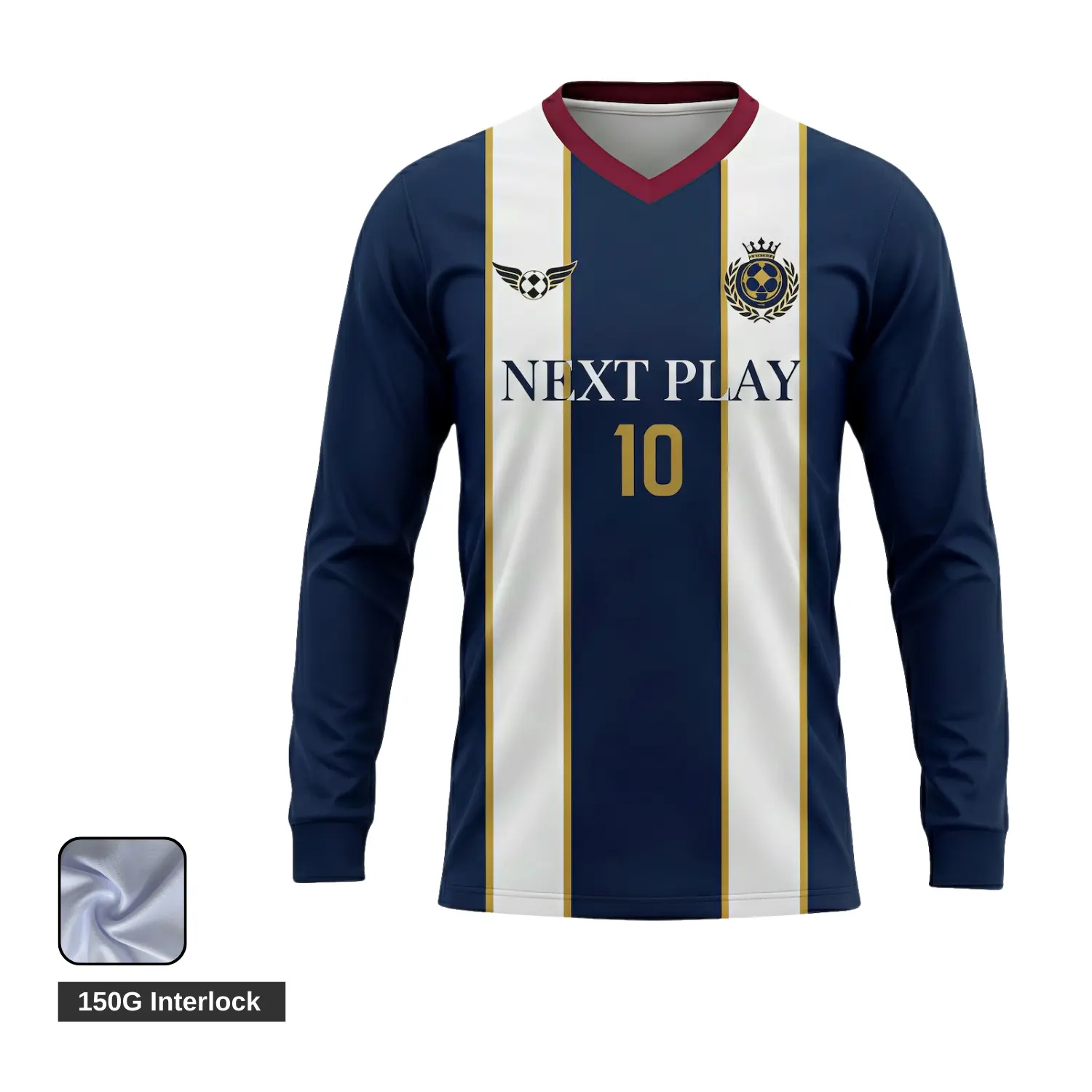 Soccer team wearing classic long sleeve V-neck jerseys in cooler weather