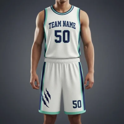 Maximum ventilation short hole mesh basketball uniform kit with an open-hole construction jersey and shorts.