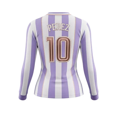 Soccer player in a breathable long sleeve mesh V-neck jersey during a warm-weather match