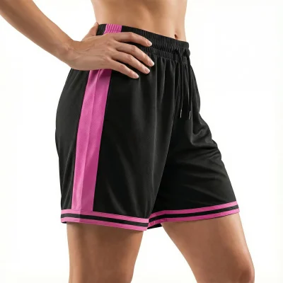 Female basketball player wearing 2-inch shorter Birdseye Mesh shorts