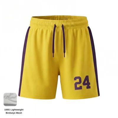 Female basketball player wearing 2-inch inseam 160g Birdseye Mesh shorts