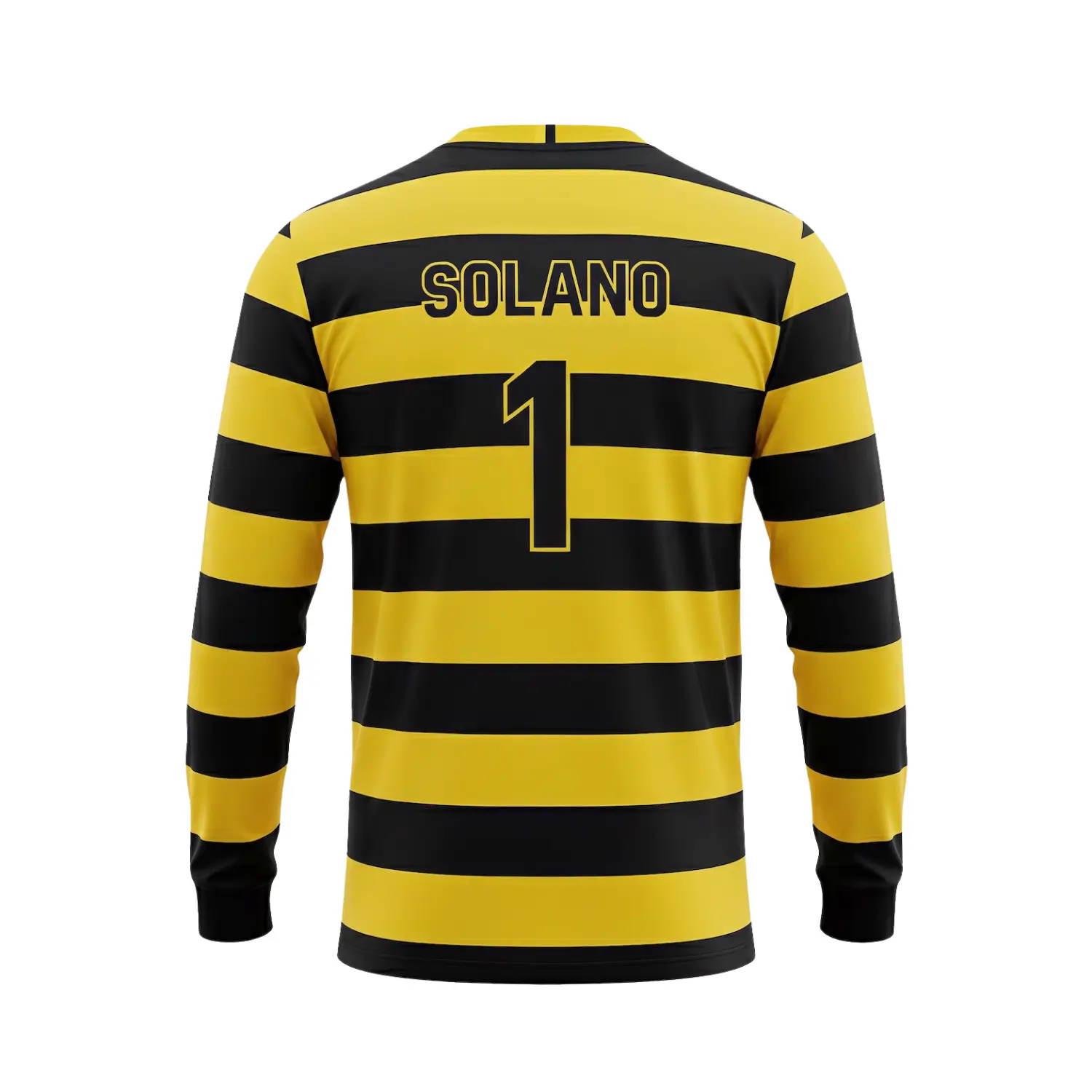Elite soccer team in advanced long sleeve performance mesh V-neck jerseys during a match