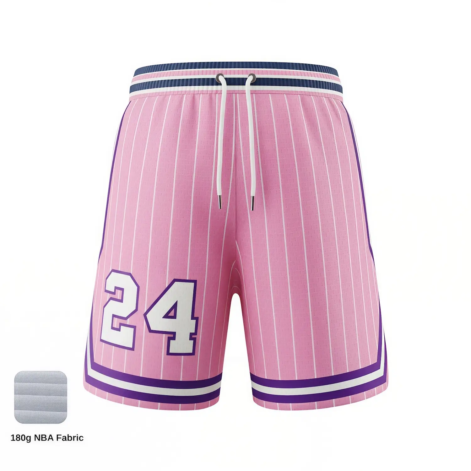 Female basketball player wearing 2-inch inseam pro-style NBA fabric shorts.