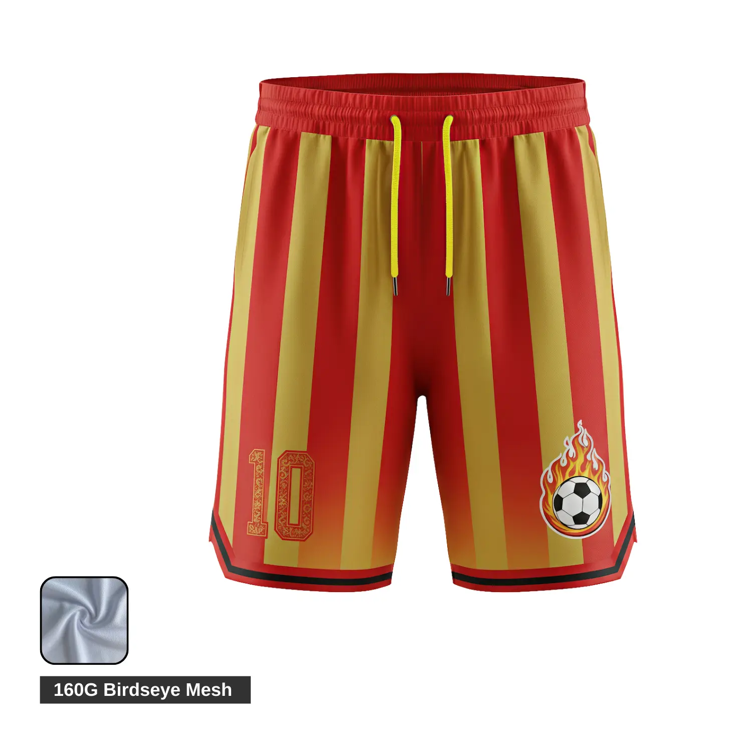 Soccer player wearing ultra-breathable Birdseye Mesh shorts in hot weather