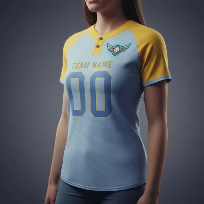 A lightweight custom women's baseball jersey with a soft feel, made from 150G Both Side Poly fabric with full sublimation.