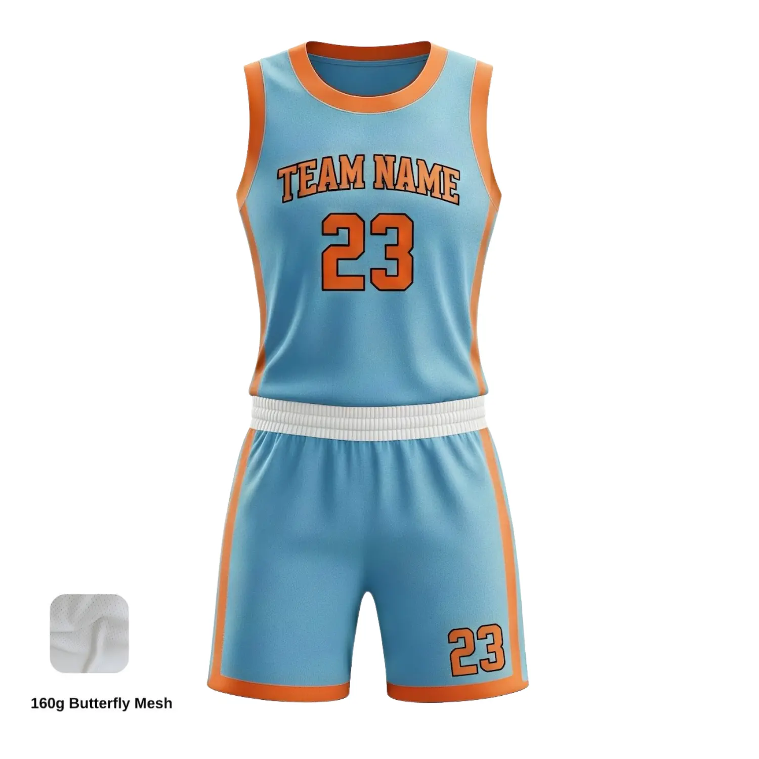 Women's-specific 130G Butterfly Mesh basketball uniform kit with textured fabric and a contoured fit for enhanced cooling.