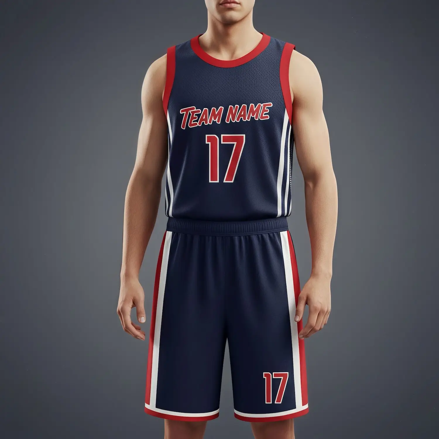 Custom sublimated basketball uniform kit featuring a jersey and shorts in durable, smooth 150G Interlock fabric.