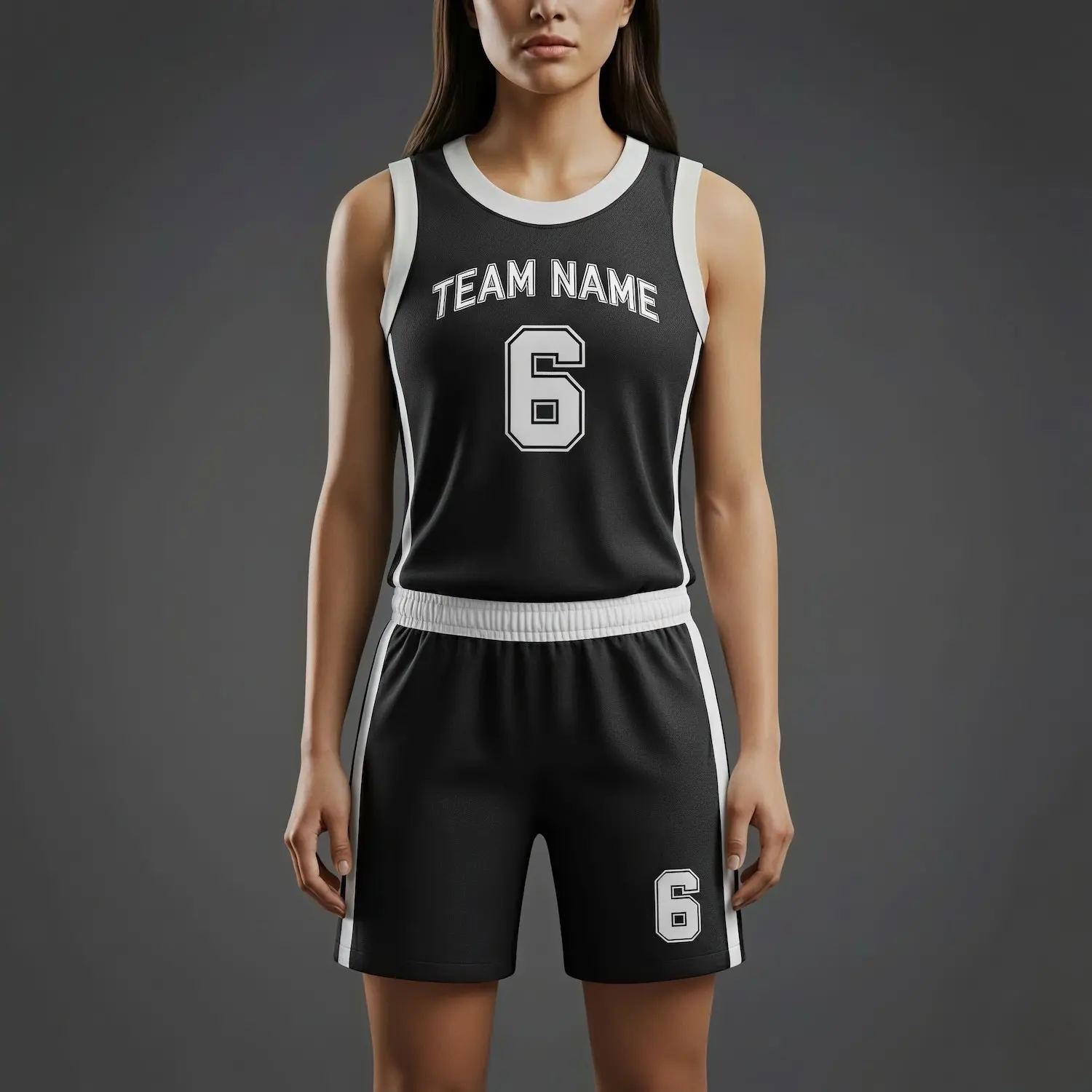 Women's-specific 160G Jacquard basketball uniform kit with a distinctive woven texture and a contoured, tailored fit.