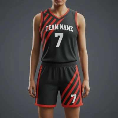 Women's-specific V-neck basketball uniform kit with a classic collar, contoured fit, and textured 130G Butterfly Mesh fabric.