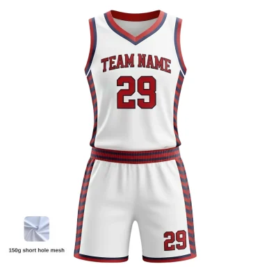 Women's-specific V-neck basketball uniform kit with a classic collar, contoured fit, and maximum ventilation 150G Short Hole Mesh.