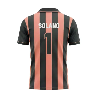 Soccer team wearing custom blue and white jerseys with structured lapel flat V-neck collars