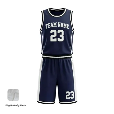 Premium Butterfly Mesh basketball uniform kit with textured jersey and shorts for enhanced airflow and unique style.
