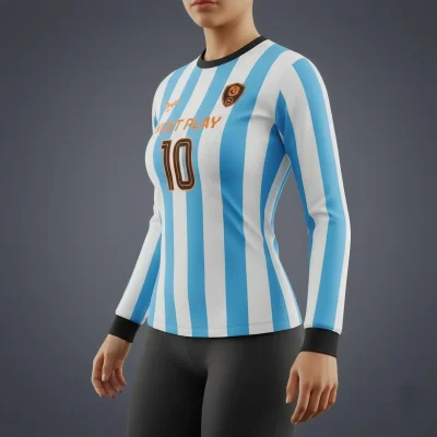 Soccer player wearing long sleeve birdseye mesh jersey demonstrating breathability during warm weather match