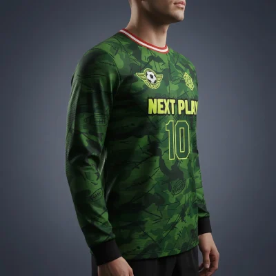 Elite soccer team wearing luxury long sleeve silk-feel jerseys during professional match